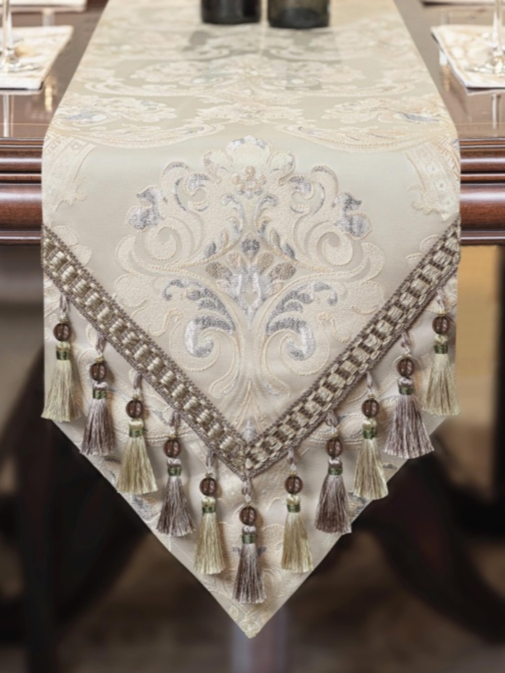 Loom and Mill Luxury Jacquard Table Runner 120” - LIGHT APRICOT
